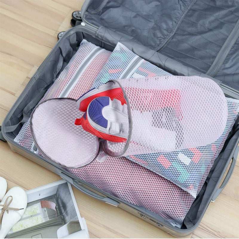 Kimmama Shoes Wash Bags,Sneaker Mesh Washing Bag,Shoe Cleaning Laundry Bag,125 Honeycomb Fabric,Gray Zipper,Large Size,7 x 15 inch,Pack of 2 for Gym Shoes,Sneaker,Yeezt Boost,Slipper - Image 5